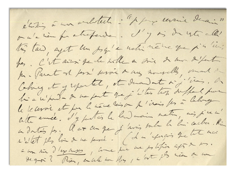Marcel Proust Autograph Letter Signed From 1909 While Writing ''In Search of Lost Time'' -- ''...the novel that I have finally begun so tires out my wrist that I no longer write letters...''